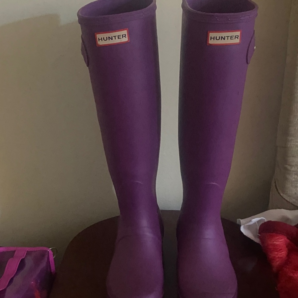 Hunter Purple Ankle Boots